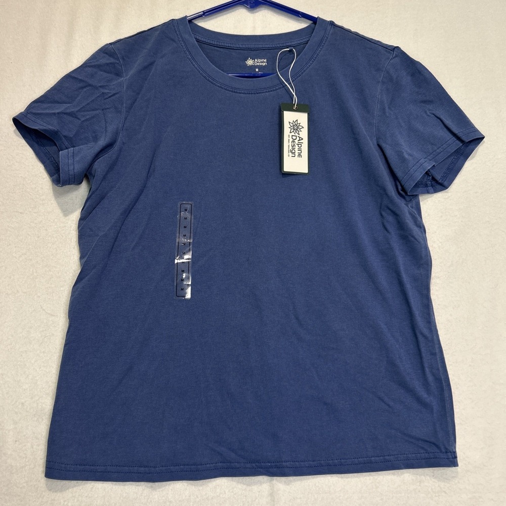 Alpine Design Women's Hike Short Sleeve T-Shirt Blue Medium Mountain Lake NWT